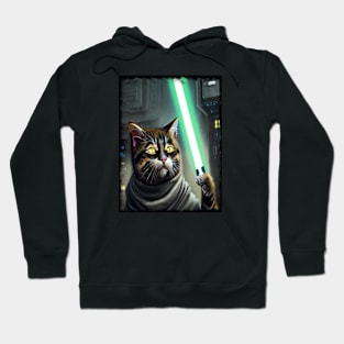 Fun Cat Print ~ AI Art ~ Fantasy Cat ~ Sci-fi Cat ~ Cats with Lightsabers Hoodie